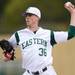 Eastern Michigan pitcher, junior Collin Taylor looks to throw the ball against Michigan at Eastern on Wednesday.  Melanie Maxwell I AnnArbor.com